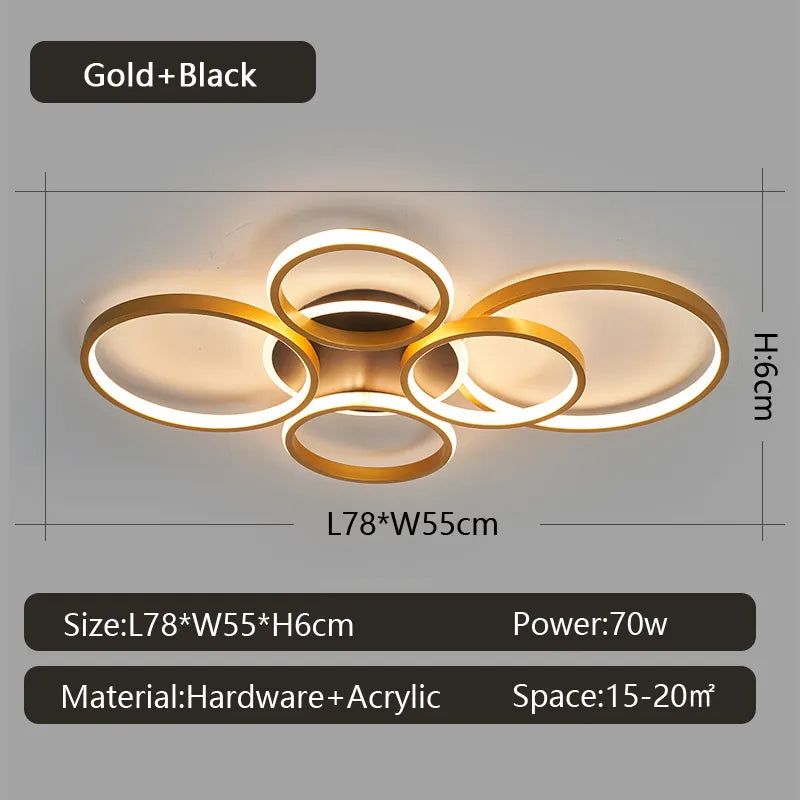 NEO Gleam moderne plafond lustre lumières pour salon étude chambre AC85-265V noir/or couleur led lustre luminaires - vue 11 sur 11