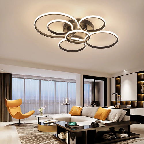 plafonnier NEO Gleam plafond moderne à LEDs lumières RC Dimmable cercle anneaux concepteur pour salon chambre - vue 5 sur 13