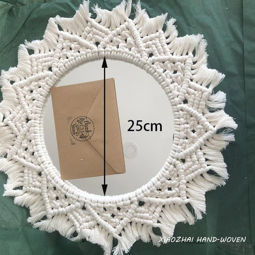 miroir décoratif en macramé style bohème pour décoration intérieure - vue 10 sur 11