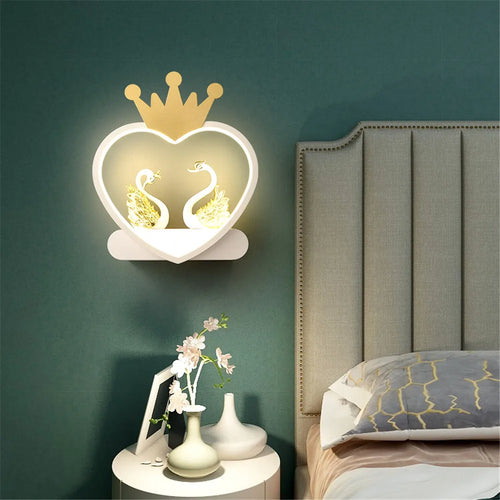 étagère métallique coeur nordique avec lampe led murale pour enfants - vue 7 sur 10