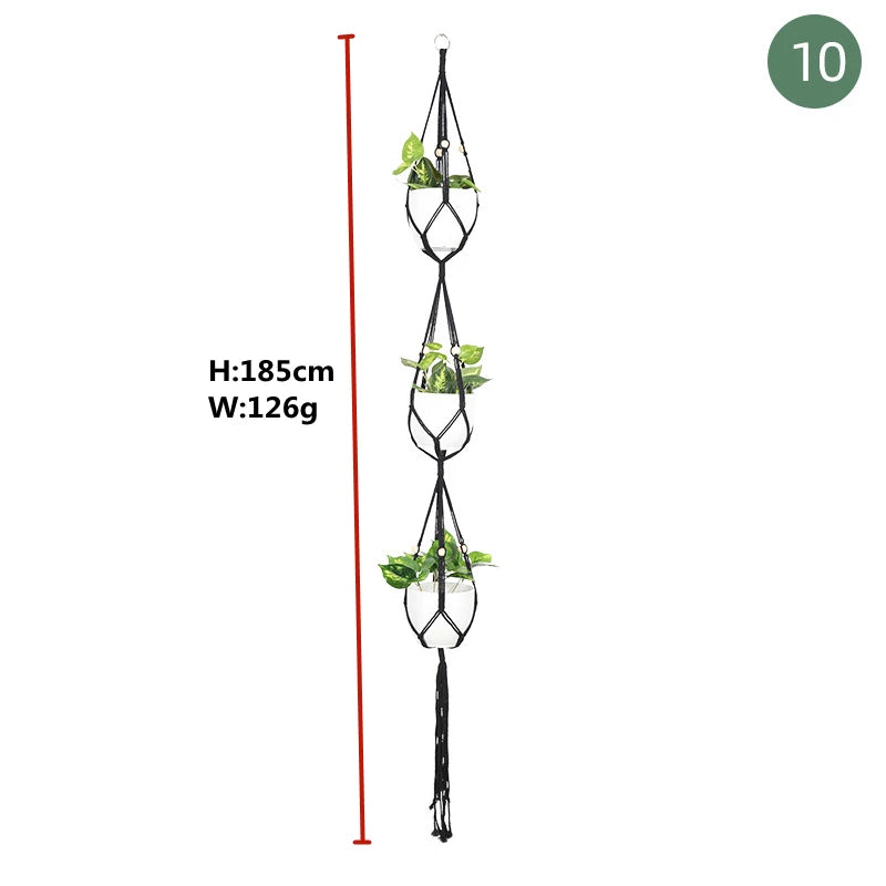 paniers suspendus en macramé pour plantes et décoration - vue 12 sur 30