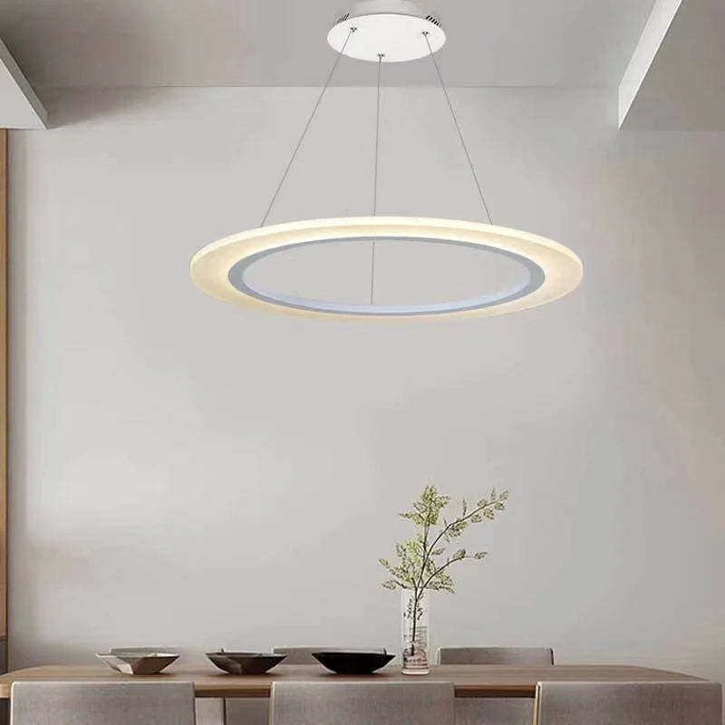 lustre circulaire moderne à anneau unique éclairage led - vue 3 sur 9