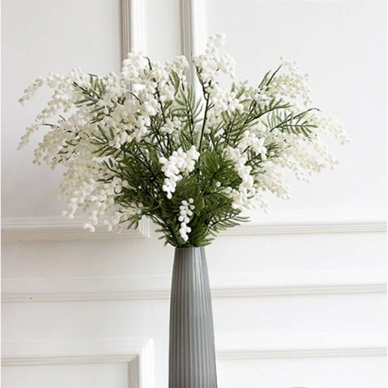 branche de mimosa artificielle avec feuilles de palmier tropicales - vue 3 sur 8