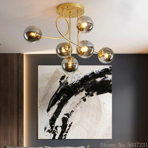 plafonnier boule de verre créatif et élégant pour intérieur - vue 3 sur 11
