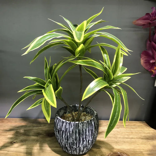 palmier artificiel à trois têtes en pot pour décoration intérieure - vue 2 sur 8