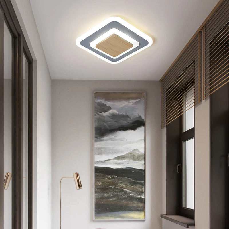 lustre led moderne en fer et bois pour intérieur minimaliste - vue 5 sur 14