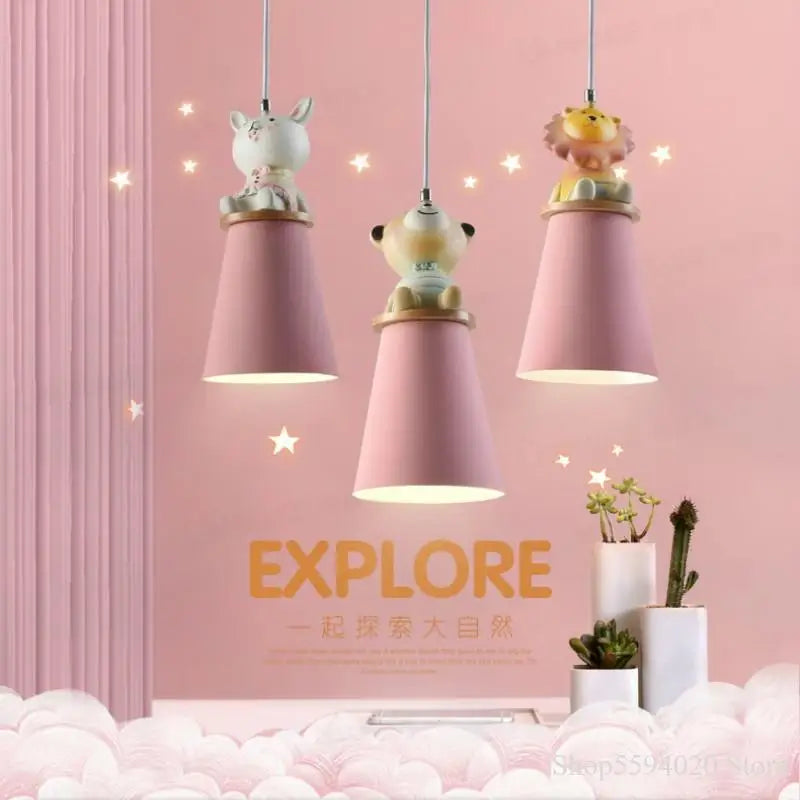 lustre créatif dessin animé animal pour chambre d'enfants - vue 2 sur 11