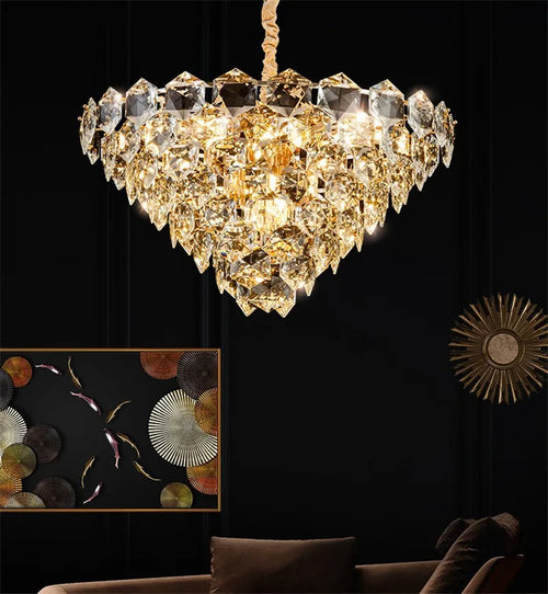 lustre suspendu à led en métal doré moderne et élégant pour éclairage intérieur - vue 3 sur 6