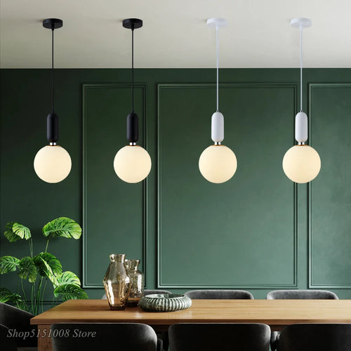 boule de verre moderne suspension led luminaire décoratif - vue 4 sur 15