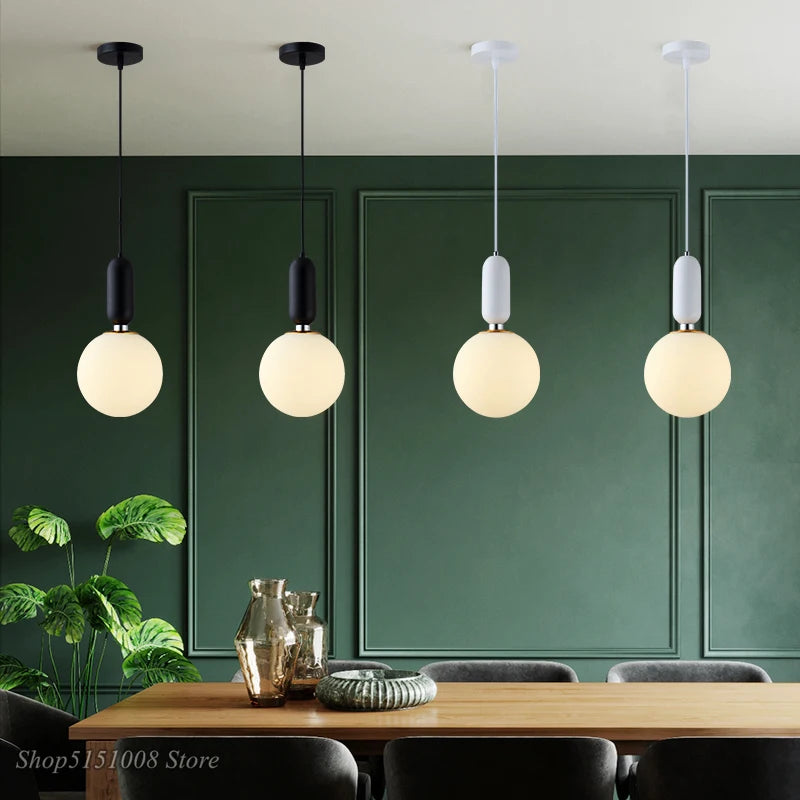 boule de verre moderne suspension led luminaire décoratif - vue 3 sur 15