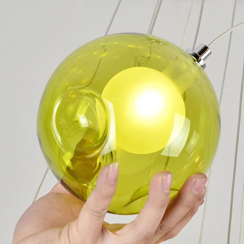 lustre en verre soufflé led créatif pour chambre d'enfants - vue 10 sur 24