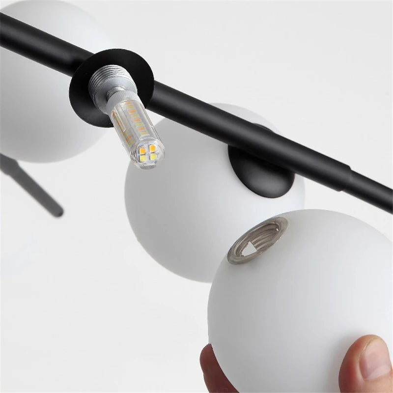 lustre led moderne en verre boule nordique pour bar café - vue 5 sur 10