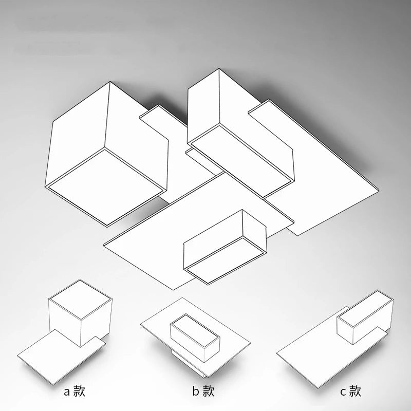 plafonnier nordique moderne simple boîte créative combinaison géométrique - vue 6 sur 11