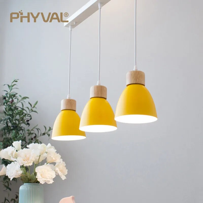 Lustre nordique bois 3 têtes décor - vue 4 sur 26