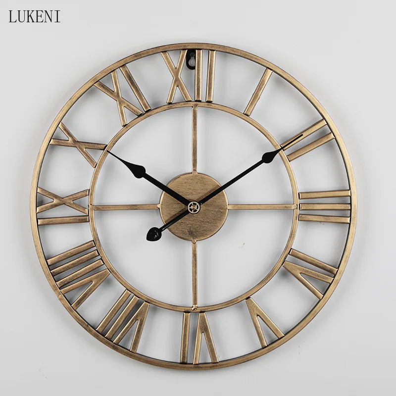 horloge murale ronde rétro 3D chiffres romains décoration intérieure - vue 4 sur 11