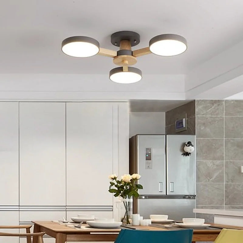 plafonnier led en bois pour une ambiance chaleureuse et moderne - vue 3 sur 6