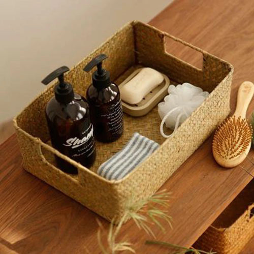 panier en jonc de mer tissé pour rangement et décoration - vue 3 sur 10