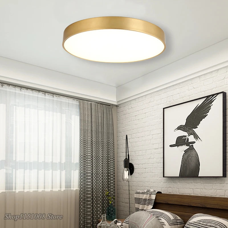 plafonnier led acrylique doré moderne ultrafin - vue 4 sur 10