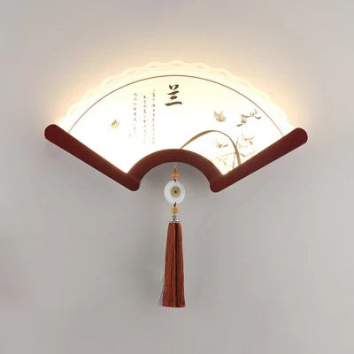 applique murale en bois éventail à led design rétro asiatique décoratif - vue 18 sur 18