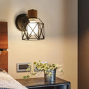 applique murale led moderne en bois avec cage en fer