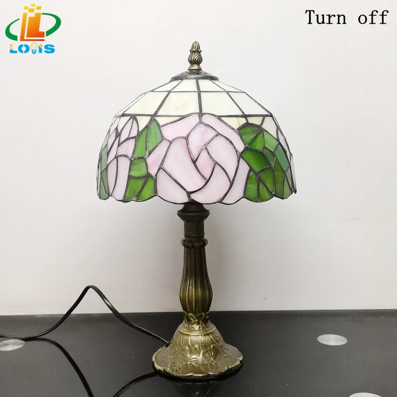 lampe de table style tiffany en forme de rose pour décoration intérieure - vue 6 sur 6