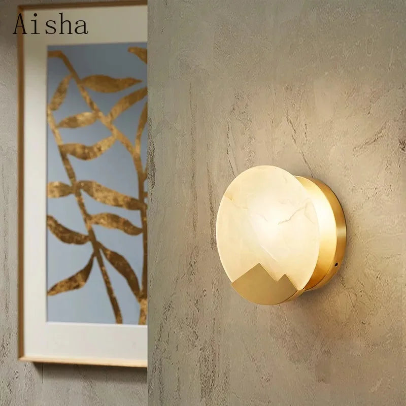 applique murale style chinois en cuivre créative décorative marbre - vue 3 sur 6