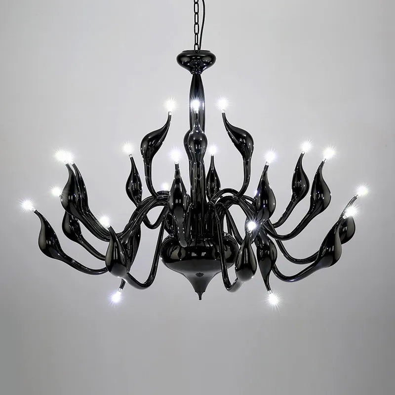 suspension nordic swan en fer art déco moderne - vue 3 sur 11