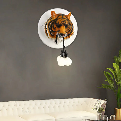 applique murale nordique en résine motif tigre design italien lumineux - vue 4 sur 10