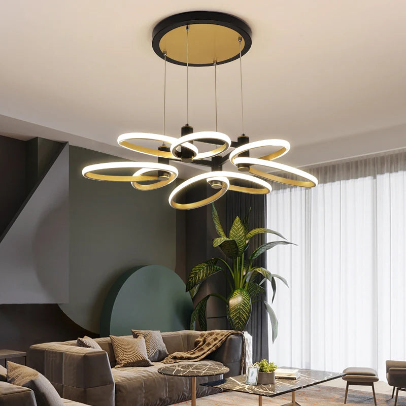 plafonnier moderne en pétale d'or pour intérieur décoratif - vue 5 sur 12