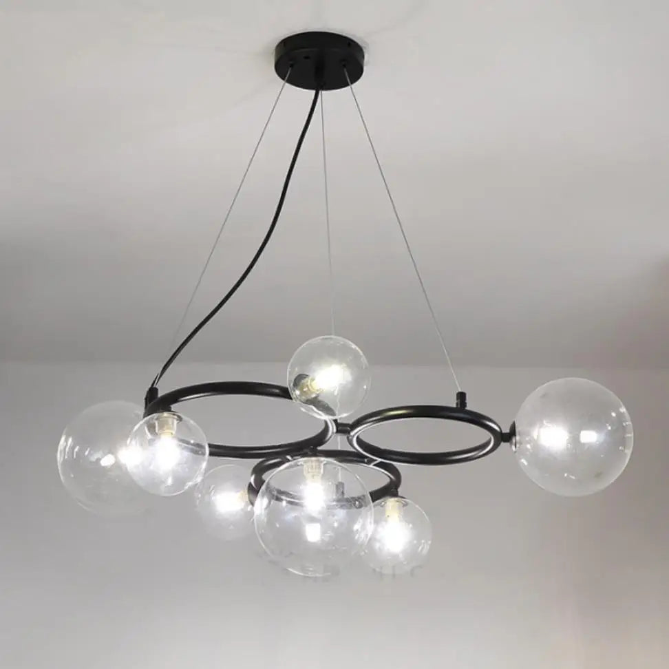 lustre moderne en verre transparent avec cordon métallique réglable - vue 2 sur 10