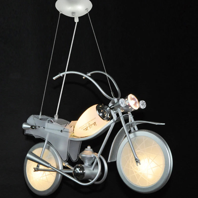 lustre led créatif nordique pour chambre d'enfants en acrylique moto - vue 5 sur 9