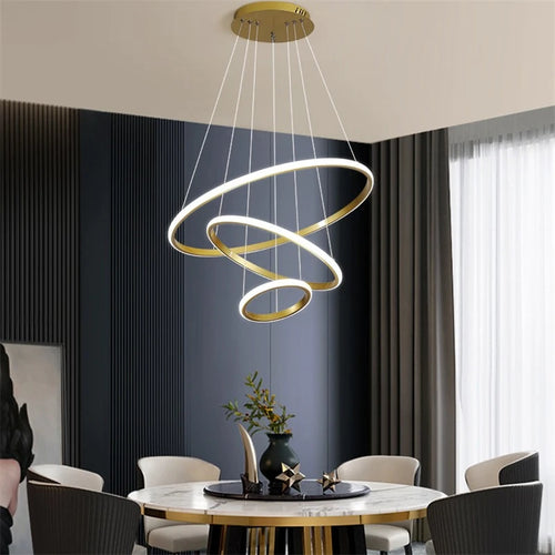 lustre moderne led en acrylique avec anneau lumineux - vue 3 sur 8