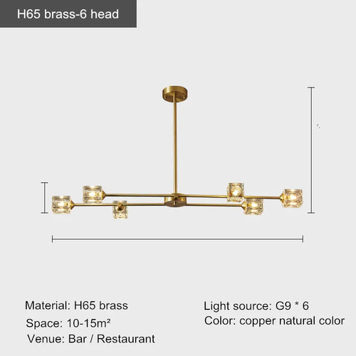 plafonnier en cuivre moderne design nordique cristal luxe