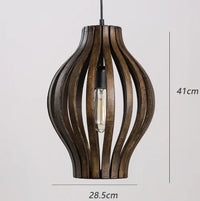 lustre rétro en bois style asiatique pour décoration intérieure