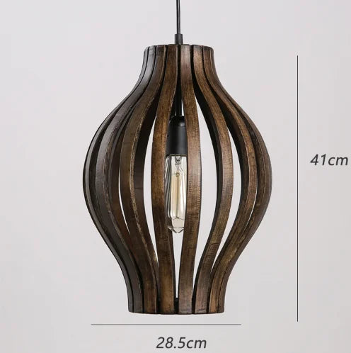 lustre rétro en bois style sud-est asiatique pour décoration intérieure