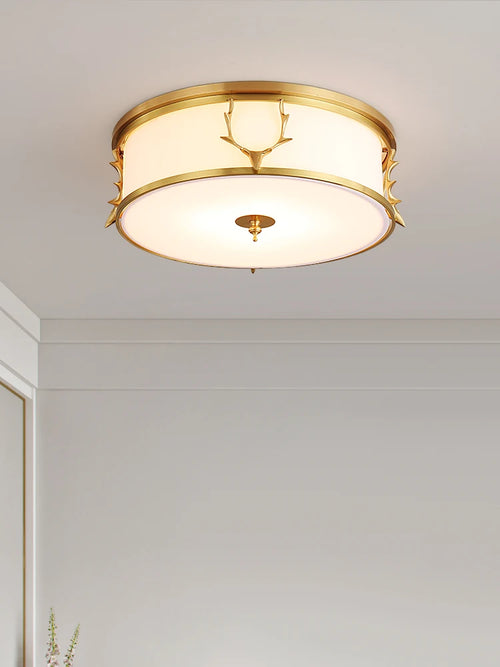 Living room, bedroom lamp, all copper, post-modern light luxury led ceiling lamp, American study, Nordic simple brass lamp - vue 3 sur 5