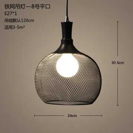 lustre cage à oiseaux style loft rétro en fer créatif minimaliste - vue 13 sur 18