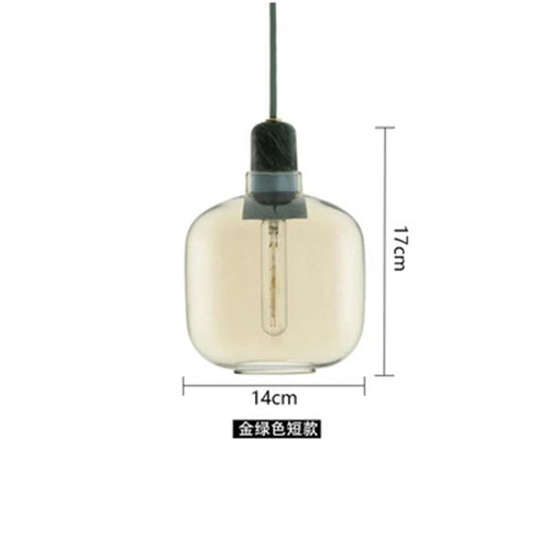 suspension à led en verre et marbre design danois rétro industriel - vue 12 sur 12
