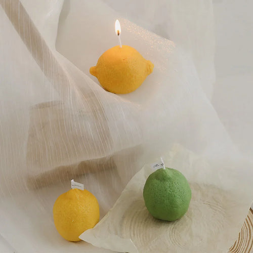 bougie parfumée citron artisanale pour décoration photo et fêtes - vue 4 sur 11