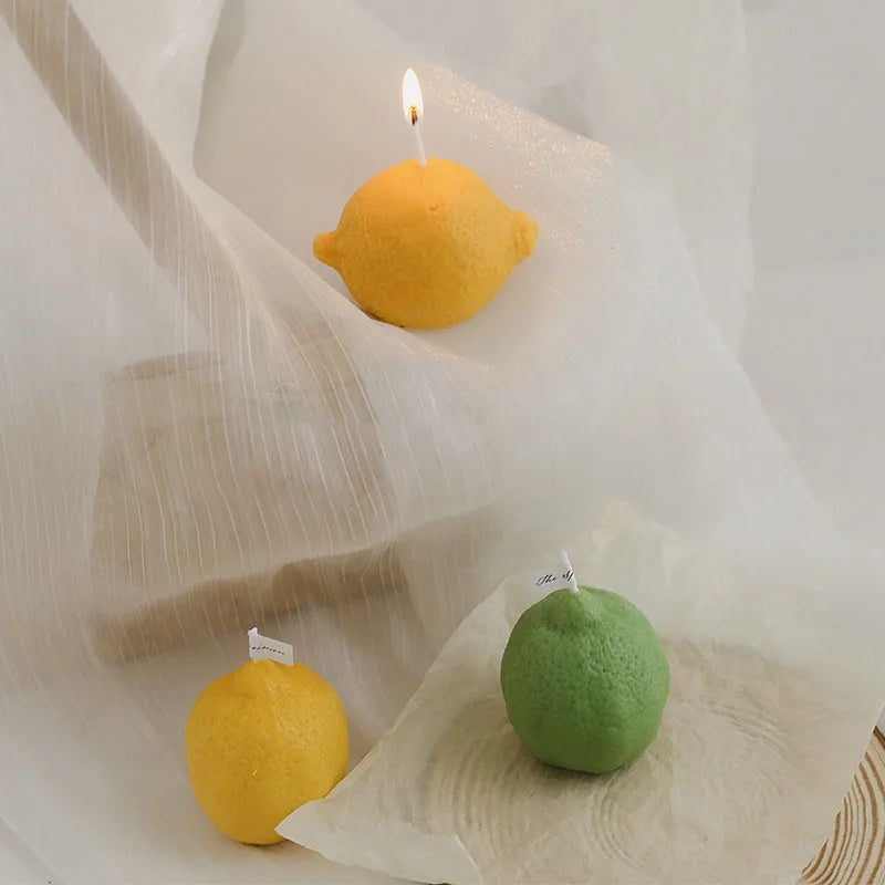 bougie parfumée citron artisanale pour décoration photo et fêtes - vue 3 sur 11