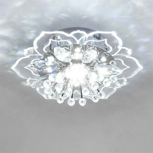 plafonnier en cristal fleurs lustre éclairage intérieur - vue 3 sur 11