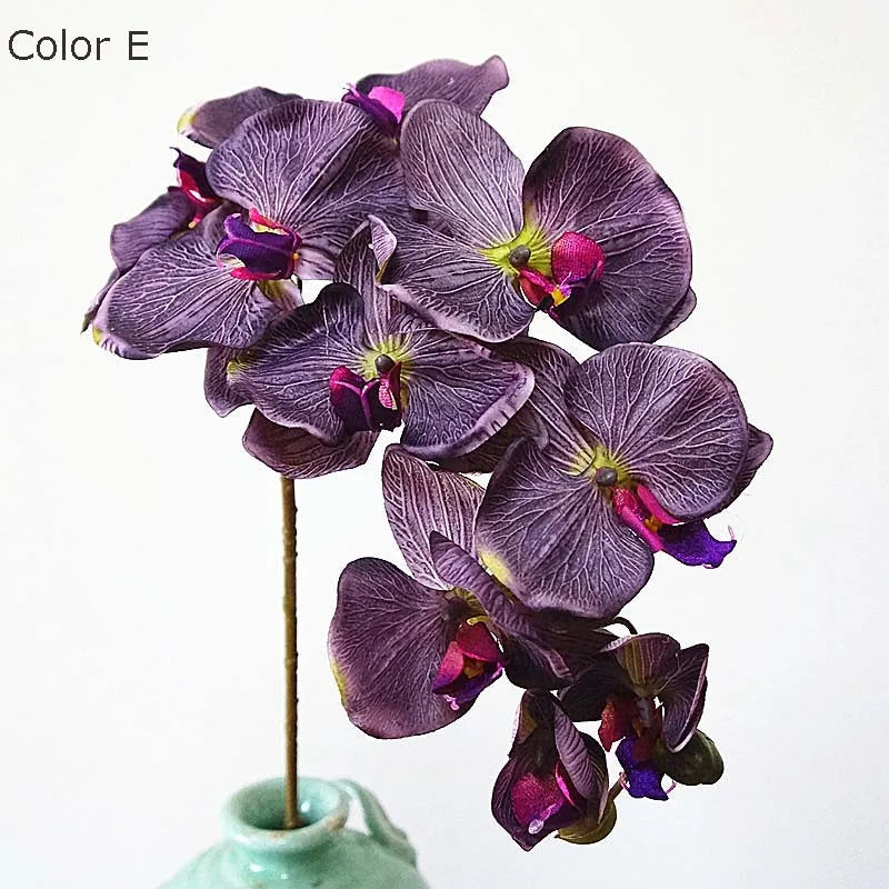 10 têtes d'orchidées artificielles rétro pour décorations élégantes - vue 5 sur 17