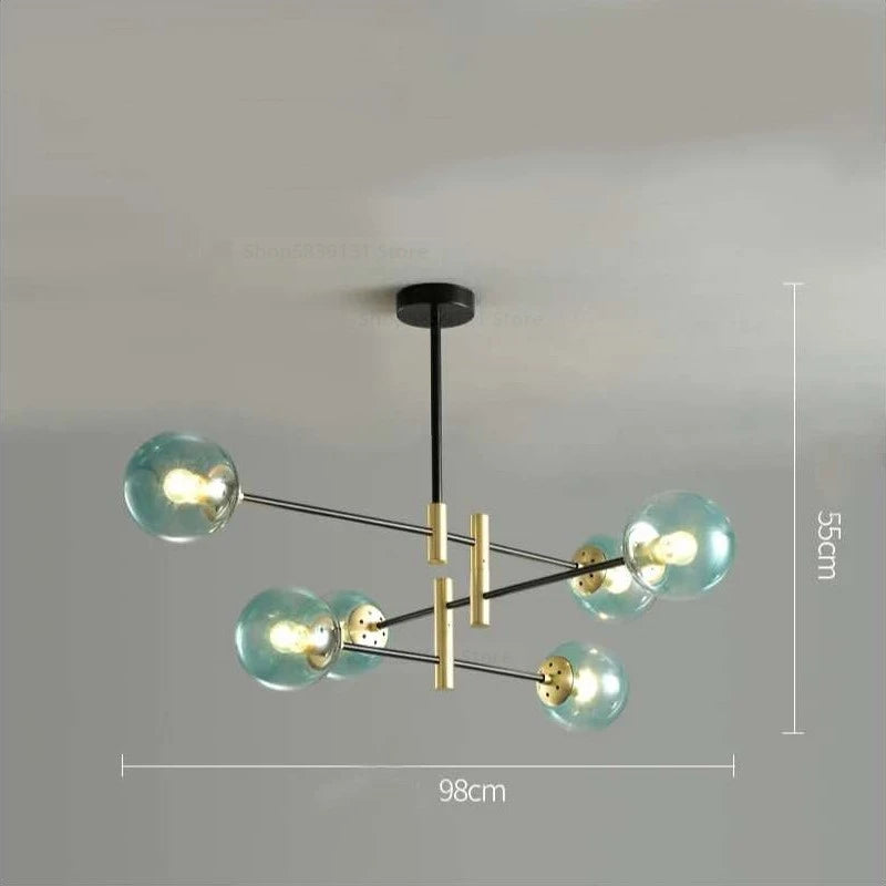 lustre led moderne boule de verre nordique luminaires créatifs - vue 8 sur 18