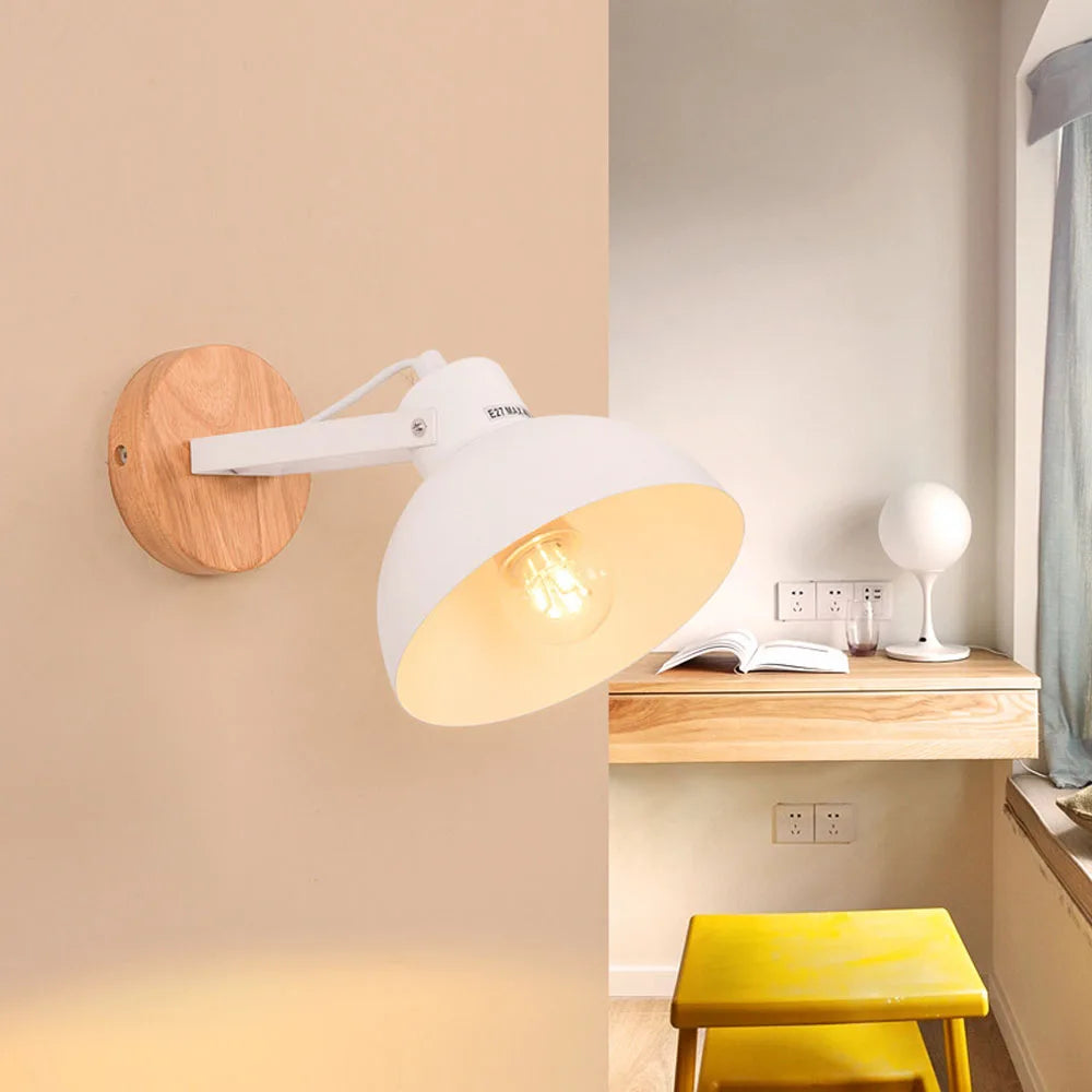 Applique murale industrielle nordique lumières Wandlamp rétro Applique murale en bois E27 LED intérieur chambre salle de bains balcon Bar allée éclairage - vue 3 sur 8