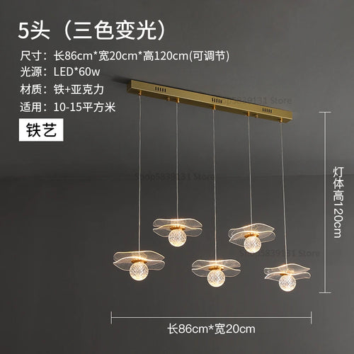 lustre moderne en acrylique et cuivre led feuille de lotus - vue 16 sur 18