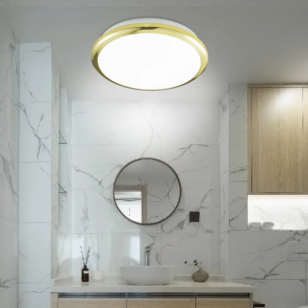 Zerouno plafond moderne à LEDs lumière étanche salle de bains lampe ronde salle de bain toilette 30W capteur de mouvement intérieur de la maison noir brillant - vue 10 sur 10