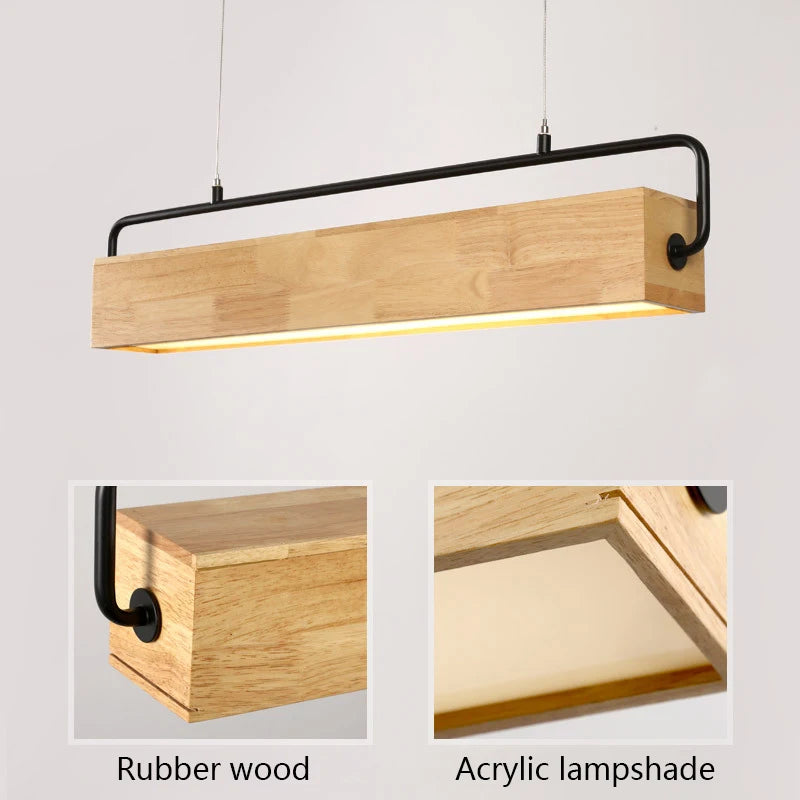 lampes suspendues nordiques en bois led modernes - vue 5 sur 7