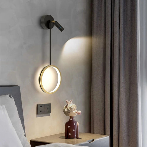applique murale led moderne créative avec anneau et projecteur décoratif - vue 4 sur 9