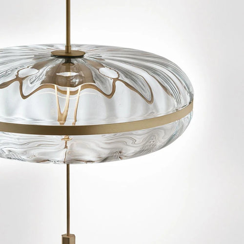 Jolie suspension design post-moderne réplique eau ondulation ovale verre suspension luxe salle à manger loft style lumière - vue 6 sur 7