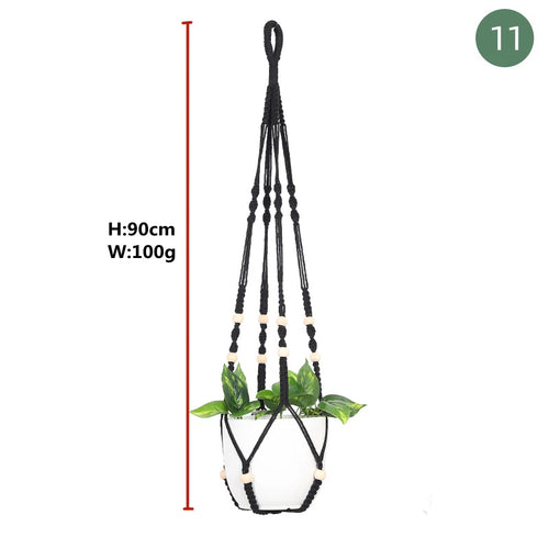 paniers suspendus en macramé pour plantes et décoration - vue 18 sur 30
